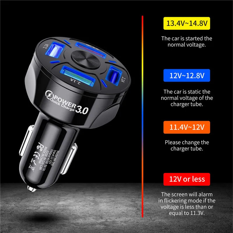 USLION 4 Ports USB Car Charger *