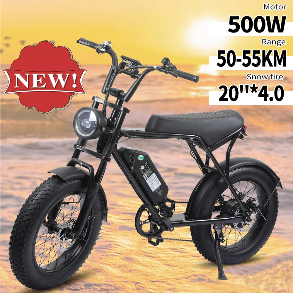 20'' Electric Bicycle - Motor 500W, 34Miles, 440lb Load